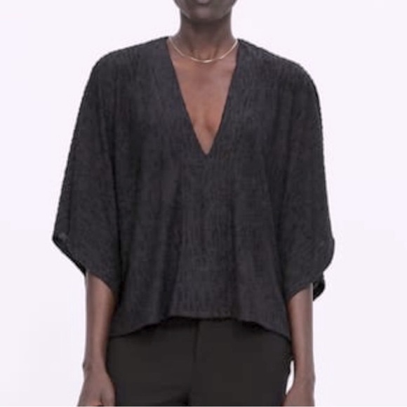 Zara Tops - Zara Jacquard Cape Shirt